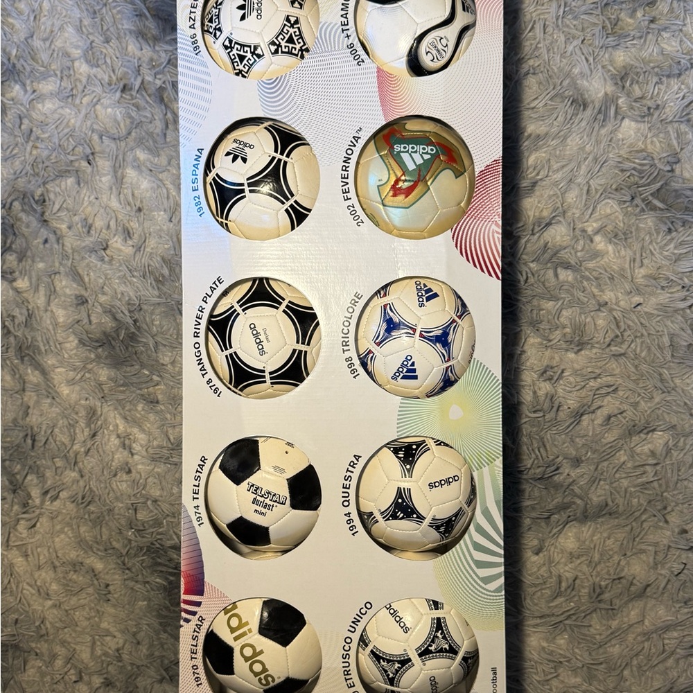 Adidas Soccer Ball Set FIFA world cups , and Blue vintage designer 1970-2006